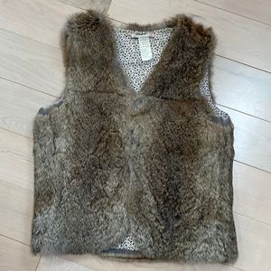 Bonpoint genuine rabbit fur girls cotton lined hook vest